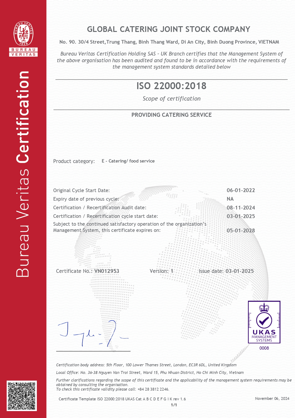 Bureau Veritas Certificate Bureau Veritas Certificate